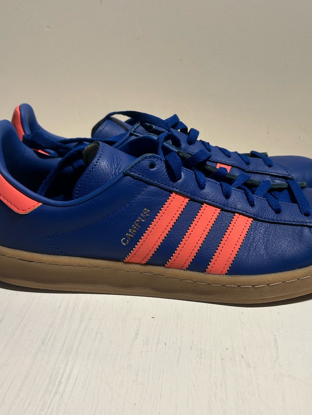 Adidas Men’s Blue & Orange Campus Leather Sneaker, Size 13